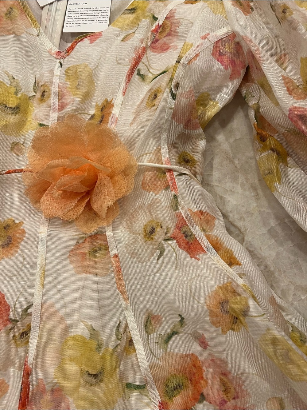 Zimmermann NWT Floral Linen Blend Dress with Detachable Belt Size 1 fits US 4-6 - Picture 5 of 6